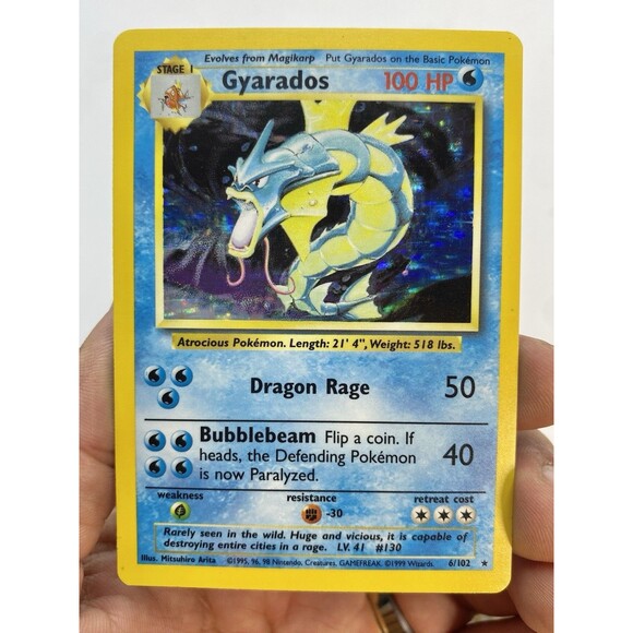 Gyarados - Holo - 6/102 Base Set - Pokémon TCG - 1999 WOTC Vintage - Picture 1 of 2